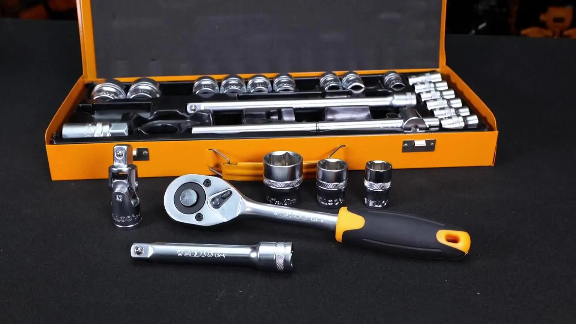 WELLOO 12pcs Carbon Steel Industrial Grade Hexagon Socket Ratchet Wrench Set 1/2 model SKT12012 HAND TOOLS product thumbnail 3