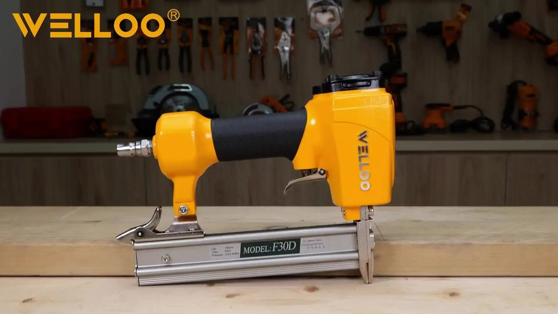WELLOO 0.45-0.7MPa 100PCS Load Capacity air Nailer Pneumatic Wood Nail Gun Machine model ANGF30 AIR TOOLS product thumbnail 3