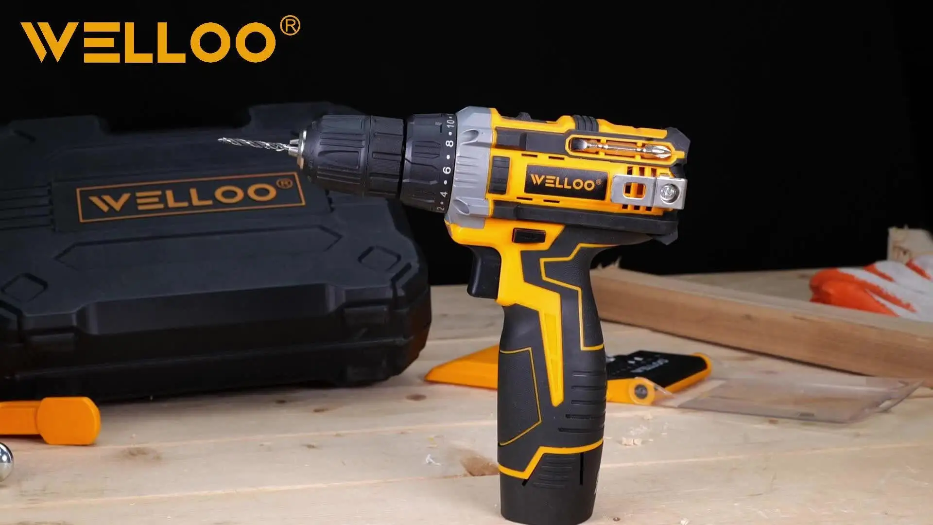 WELLOO 12V Cordless Drill Machine Impact Power Tool Set Portable Cordless Lithium Drill with Lithium Battery for Woodworking Tools model CLD50212.1 CORDLESS TOOLS