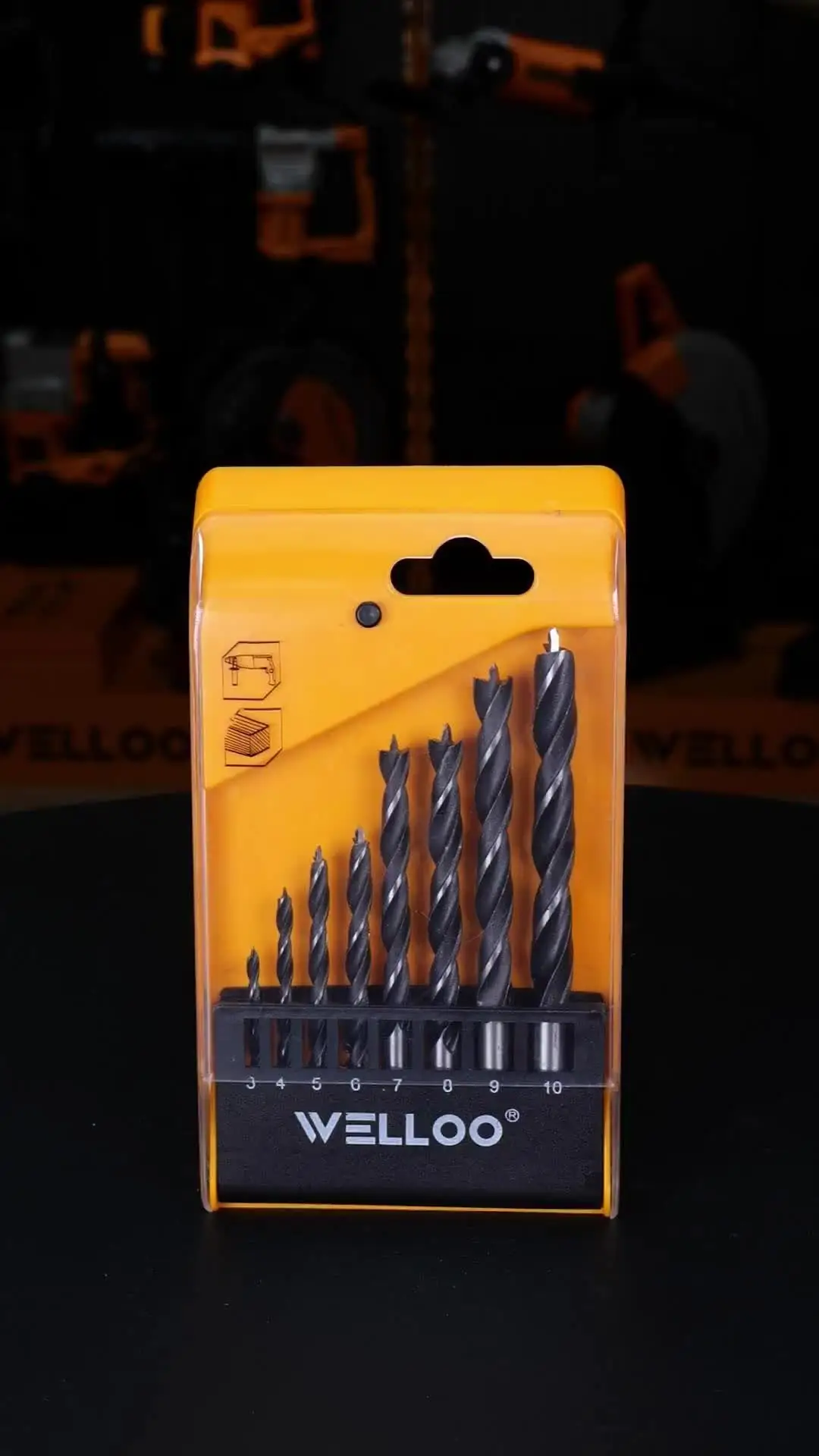 WELLOO 8PCS Wood Drill Bits Set High Precision Ground Tips for Woodworking and DIY Projects model WDB04508 ACCESSORIES product thumbnail 8