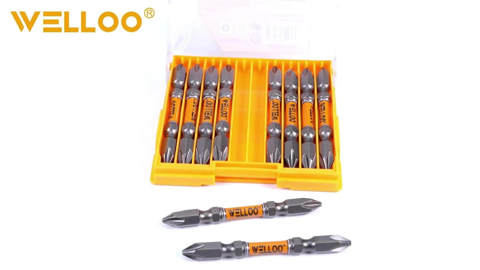 WELLOO Wholesale Durable 10pcs/package Drill Bit PH2 65mm Screwdriver Bits Set Double End Head Magnetic with Coils Screw Driver Bit model SDB86065 ACCESSORIES product