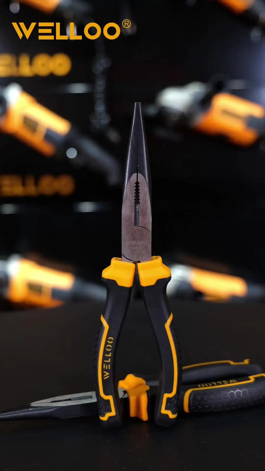 WELLOO Industrial Ferronickel Carbon Steel Long Nose Pliers Customized 6'' 8'' Cutting Pliers with Plastic Handle model HNP18160/HNP18200 HAND TOOLS product thumbnail 6
