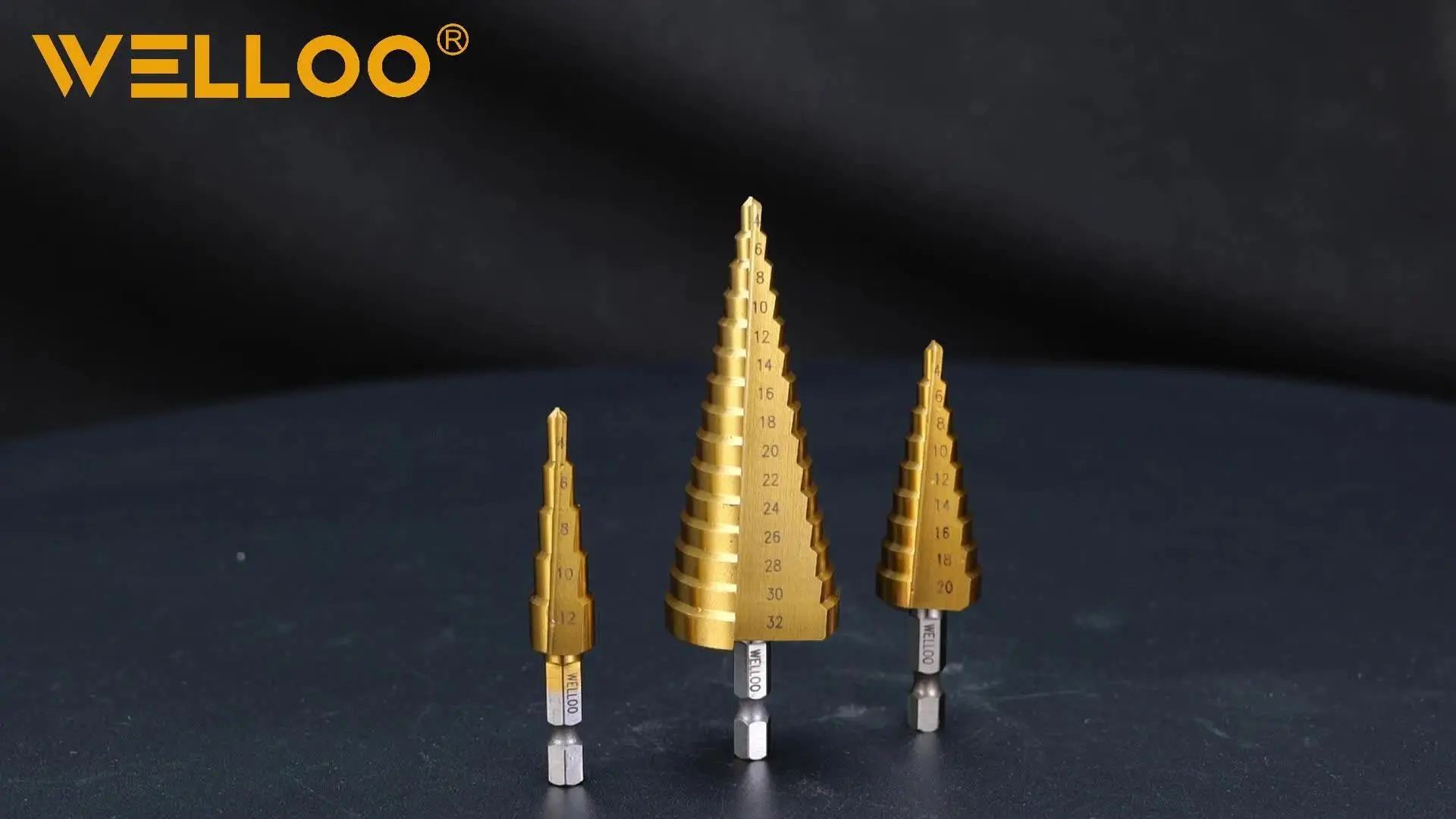 WELLOO Durable Manufacture Power Tool Titanium Coated Step Drill Accessories High-speed Steel 4-12mm Hardware Drill Bit Set model SDB42003 product thumbnail 9