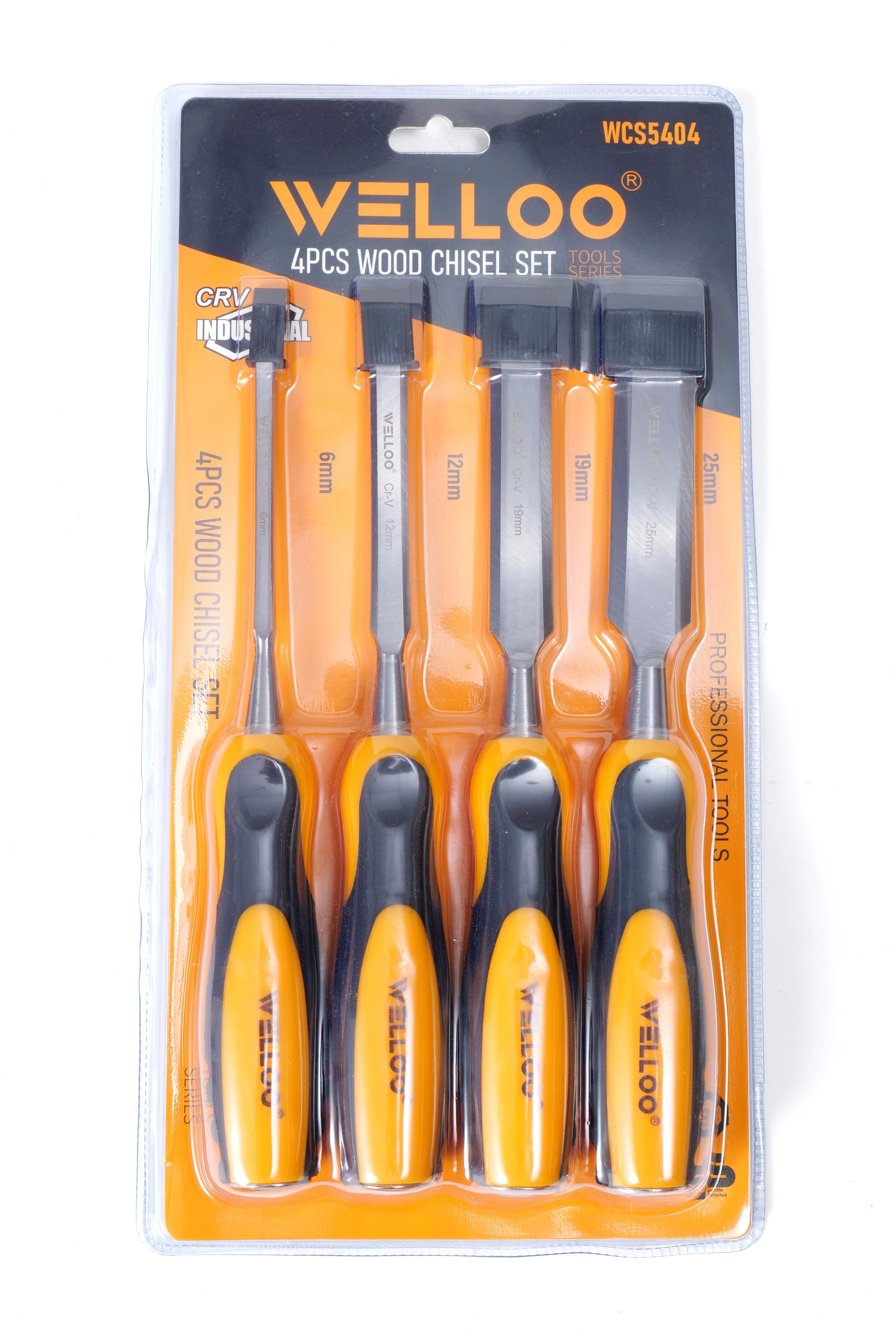 WELLOO New Arrival 4PCS Wood Chisel Set 6/12/19/25mm Sharp Edge Comfortable TPR Handle for Wood Carving model WCS5404 HAND TOOLS product thumbnail 6