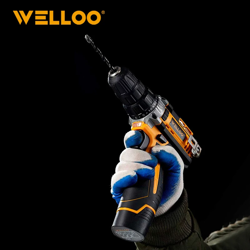 WELLOO 12V Cordless Drill Machine Impact Power Tool Set Portable Cordless Lithium Drill with Lithium Battery for Woodworking Tools model CLD50212.1 CORDLESS TOOLS