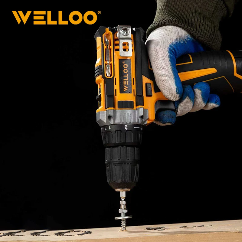 WELLOO 12V Cordless Drill Machine Impact Power Tool Set Portable Cordless Lithium Drill with Lithium Battery for Woodworking Tools model CLD50212.1 CORDLESS TOOLS