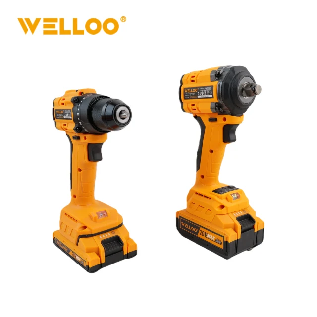 WELLOO Factory Direct Adjustable Speed 20V Cordless Impact Wrench & Power Drill Combo Kit with LED Light model CLK84021 CORDLESS TOOLS product thumbnail 5