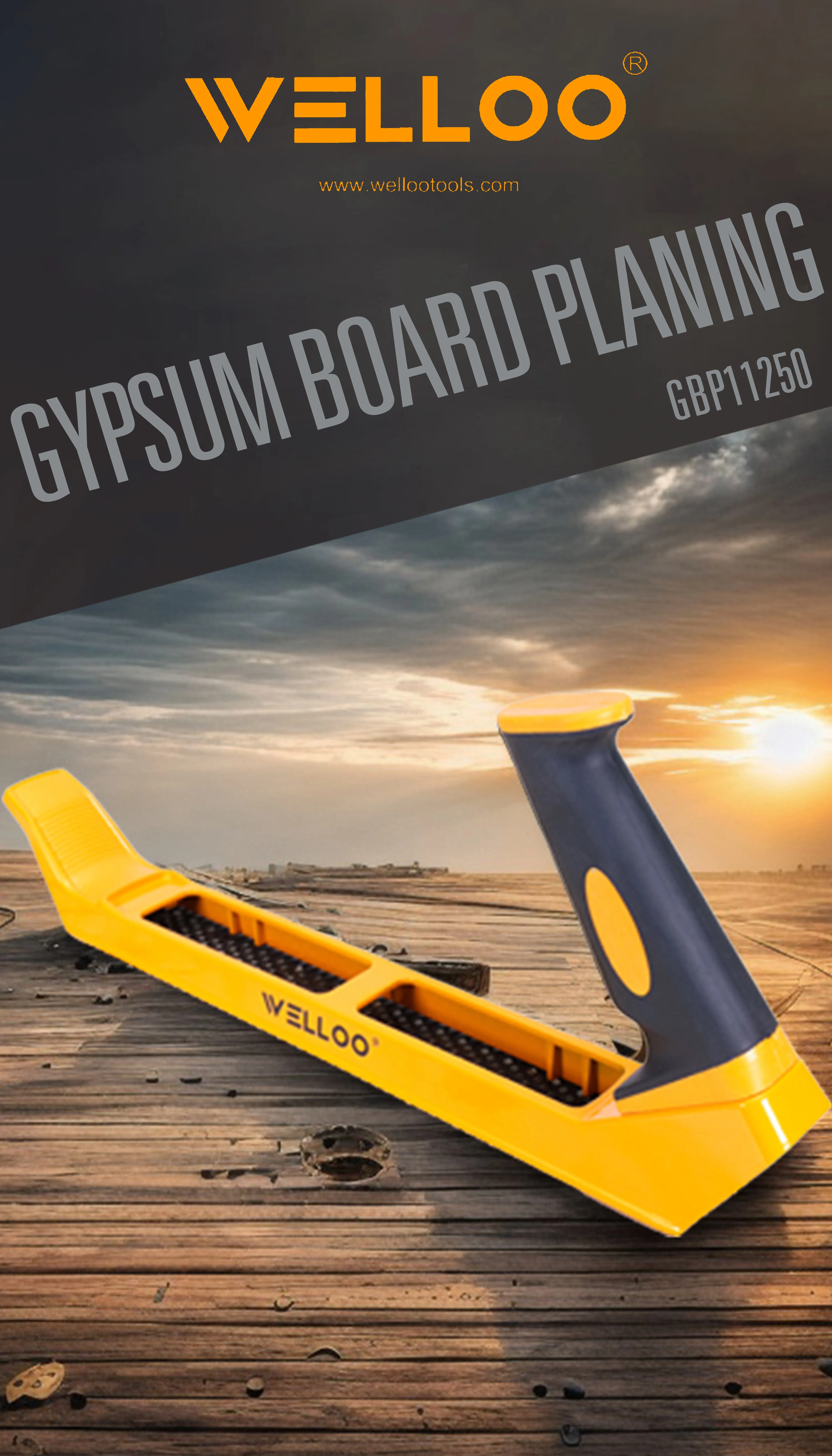 WELLOO Professional Wallboard Gypsum Board Planing 250*40mm Aluminum Body Drywall Edge Chamferer with Replaceable Blades model GBP11250 HAND TOOLS product thumbnail 4