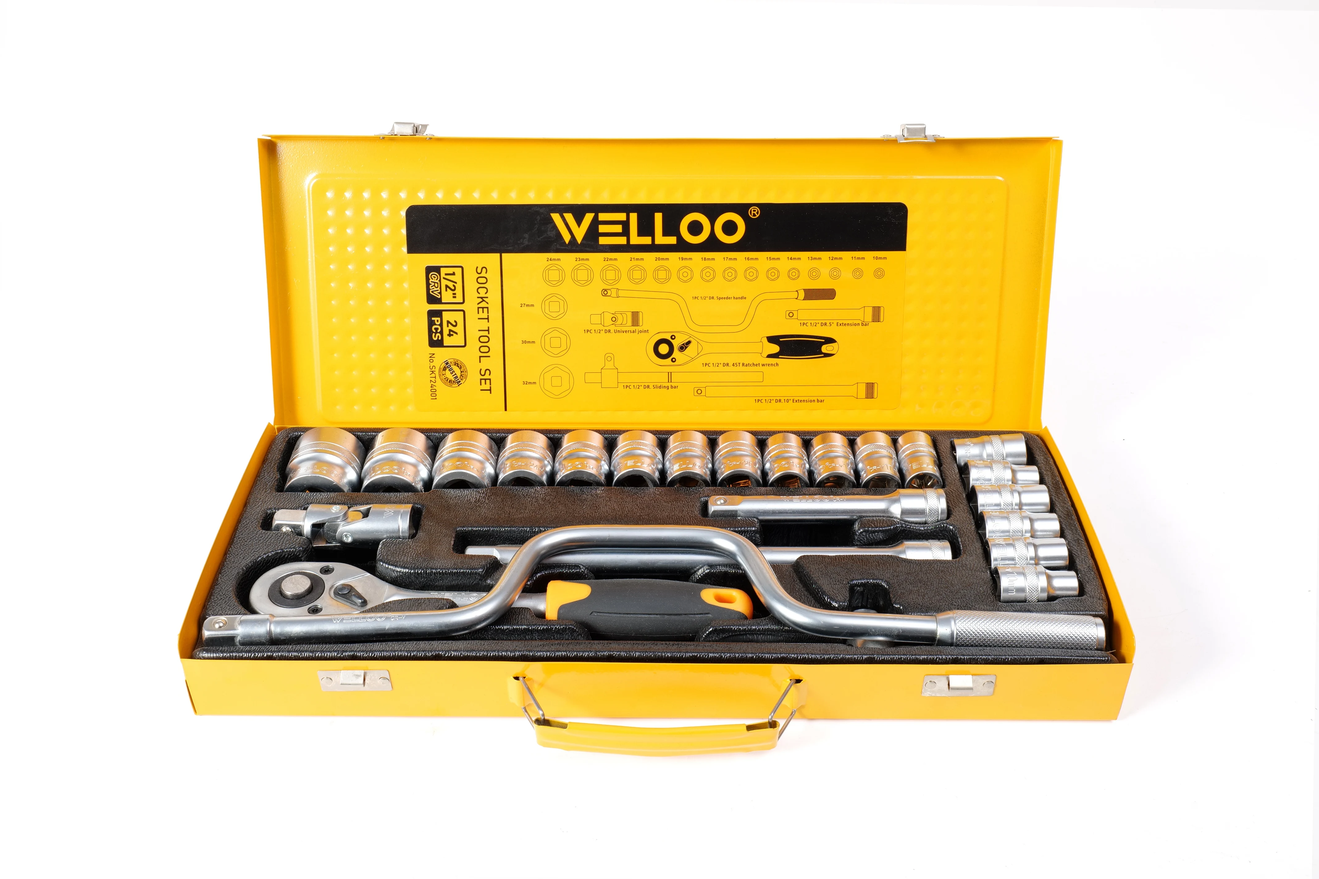 WELLOO OEM Factoiry Sale Professional Hand Socket Set 40PCS CR-V Includes Ratchet Wrench and Extensions model SKT24001 ACCESSORIES product thumbnail 2