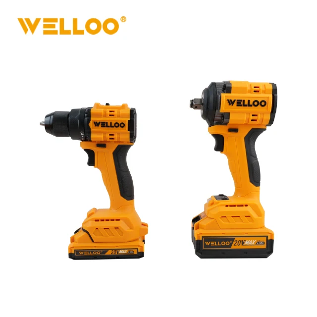 WELLOO Factory Direct Adjustable Speed 20V Cordless Impact Wrench & Power Drill Combo Kit with LED Light model CLK84021 CORDLESS TOOLS product thumbnail 2