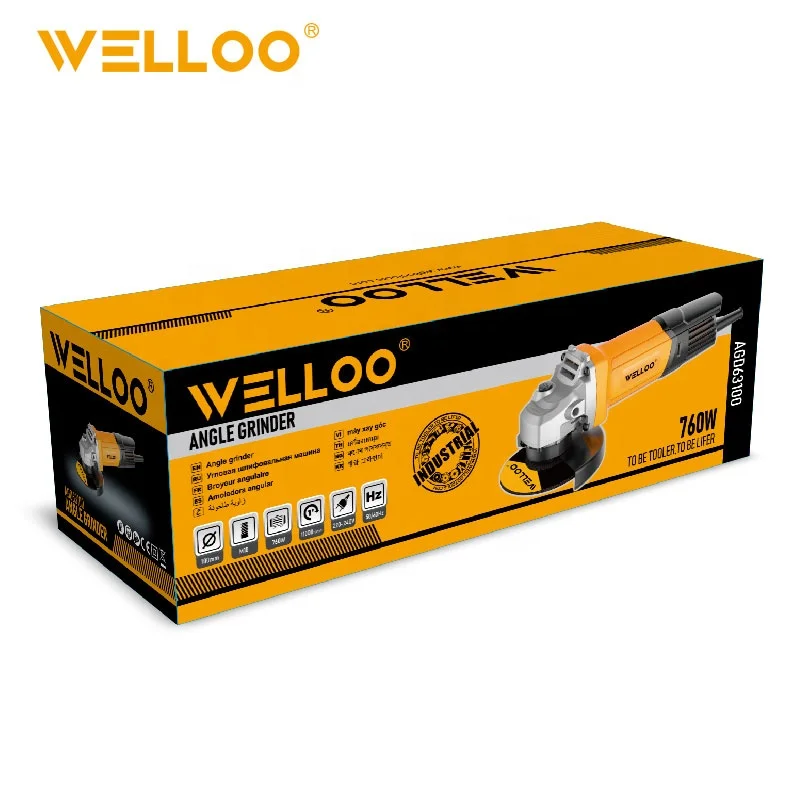 WELLOO Professional Electric Angle Grinder 100mm 760W Power Cutter Grinder Tool Machine for General Grinding and Polishing model AGD63100 NEW HOT PRODUCTS product