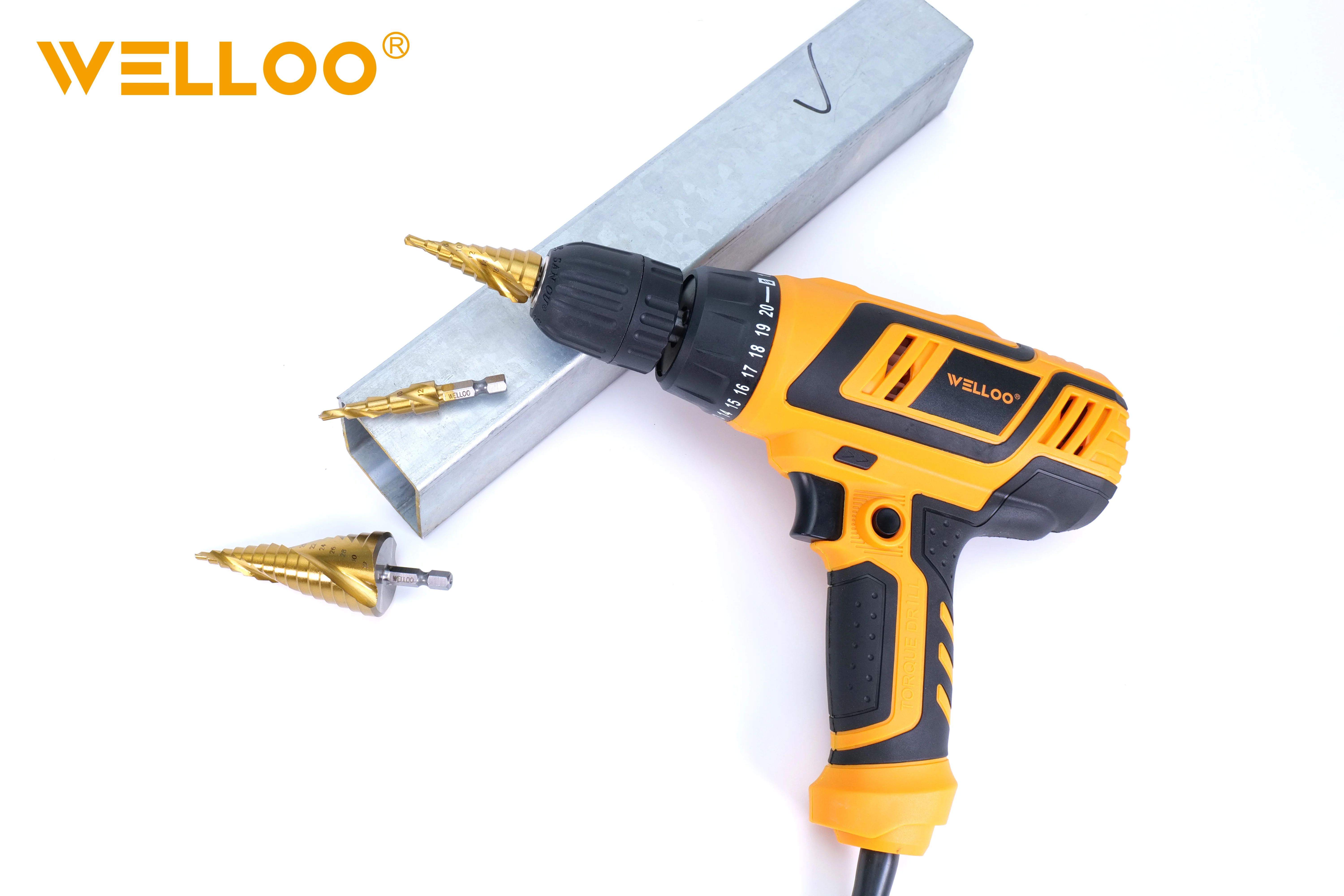 WELLOO Durable Manufacture Power Tool Titanium Coated Step Drill Accessories High-speed Steel 4-12mm Hardware Drill Bit Set model SDB42003 product thumbnail 6