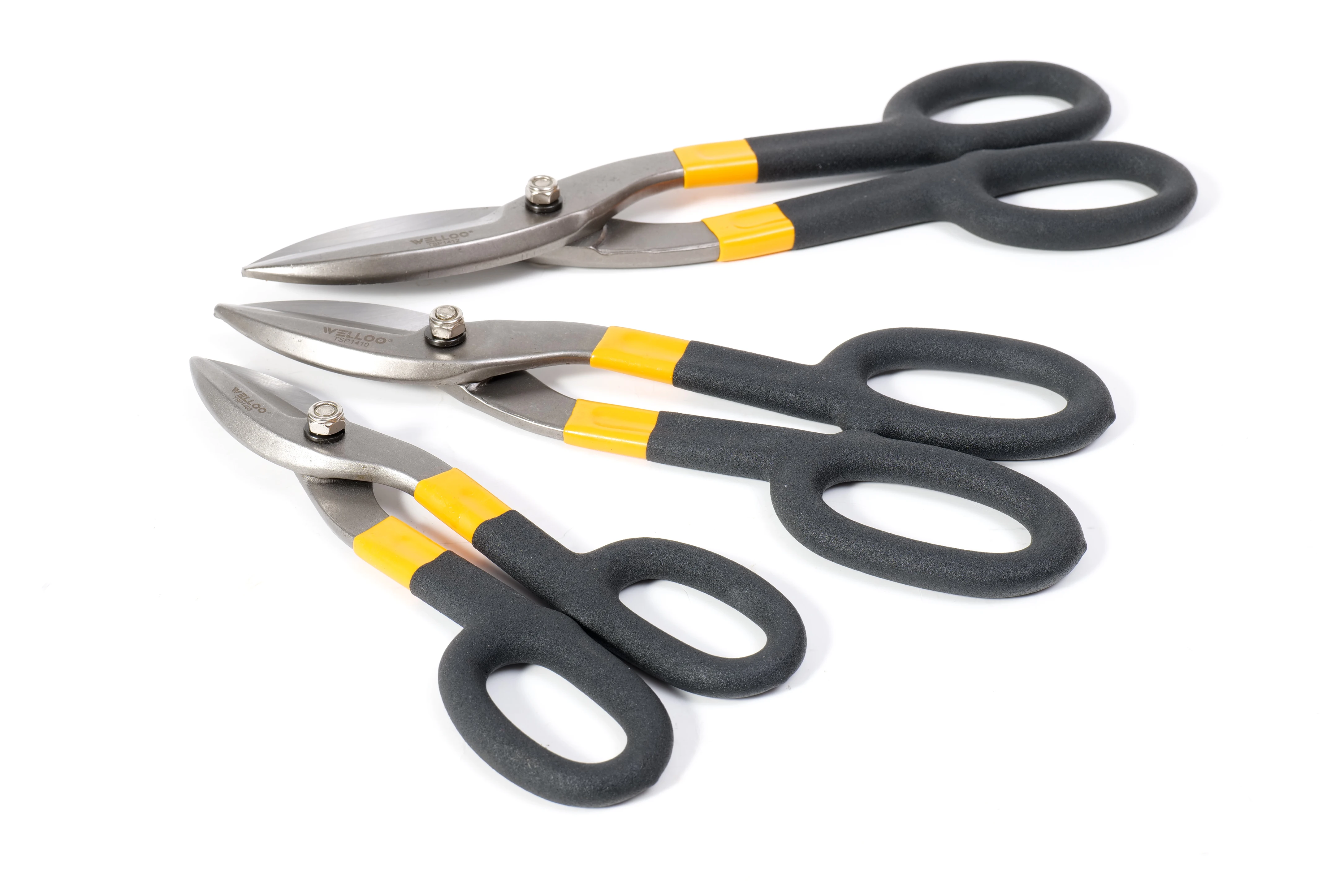 WELLOO 8"/10"/12" American Pattern Straight Cut Tin Snips Carbon Steel Professional Sheet Efficient Structure Metal Hand Tool model TSP1408/TSP1410/TSP1412 HAND TOOLS