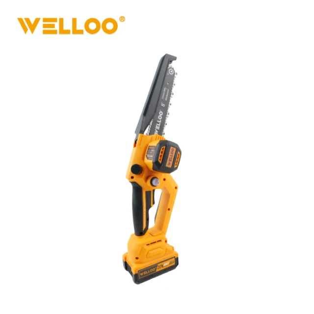 WELLOO Powerful Rechargeable 8inch Chain-saw 20V Lithium Electric Portable Mini Chainsaw for Wood Cutting model CCS64200S CORDLESS TOOLS product thumbnail 2