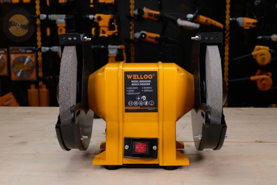 WELLOO 250W Industrial Bench Grinder 200 mm Wheel Dual-Wheel Grinding Machine for Metal Sharpening model BGD65200 POWER TOOLS product thumbnail 4
