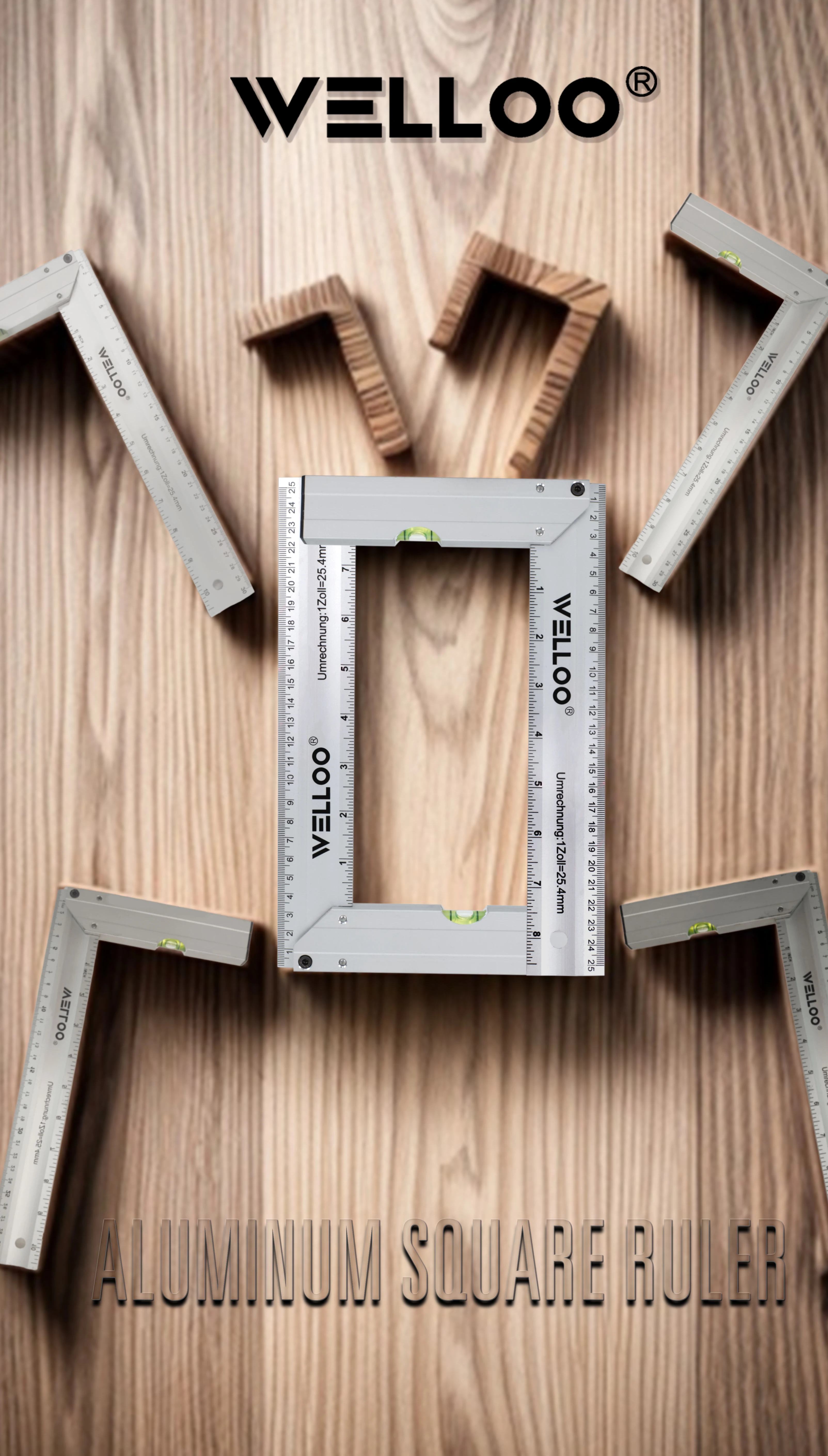 WELLOO Heavy Duty Aluminum Try Square Ruler for Carpenter Precision Measurement Tools model ALR6125 HAND TOOLS product thumbnail 4