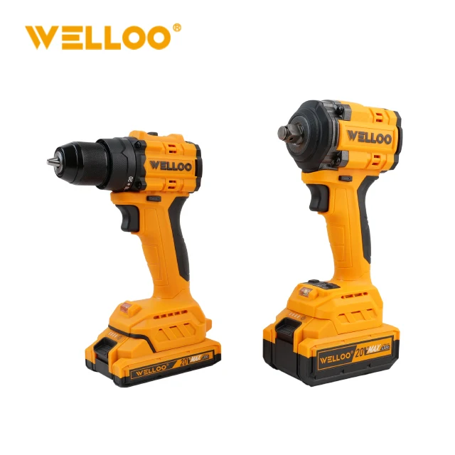 WELLOO Factory Direct Adjustable Speed 20V Cordless Impact Wrench & Power Drill Combo Kit with LED Light model CLK84021 CORDLESS TOOLS product thumbnail 4