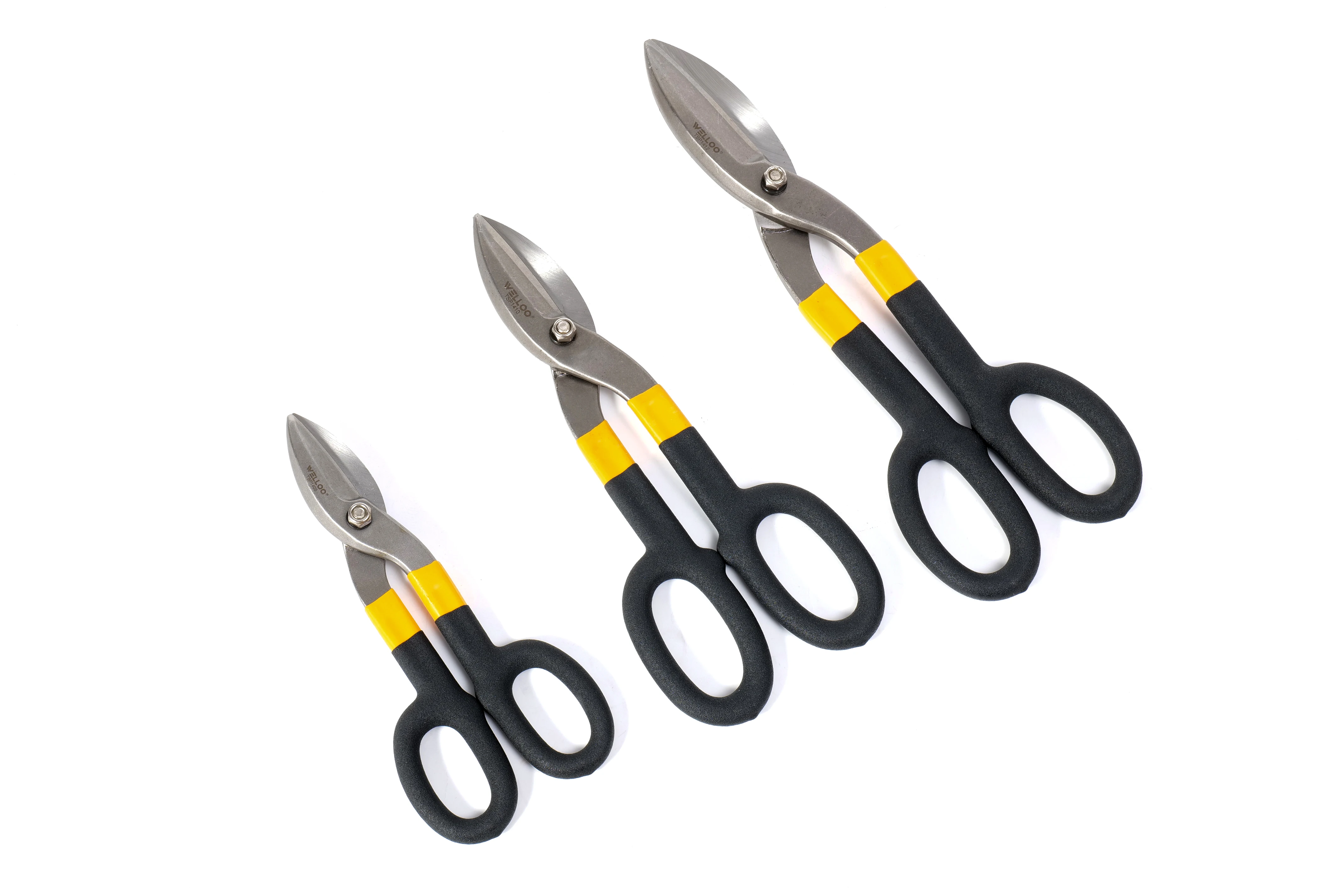 WELLOO 8"/10"/12" American Pattern Straight Cut Tin Snips Carbon Steel Professional Sheet Efficient Structure Metal Hand Tool model TSP1408/TSP1410/TSP1412 HAND TOOLS