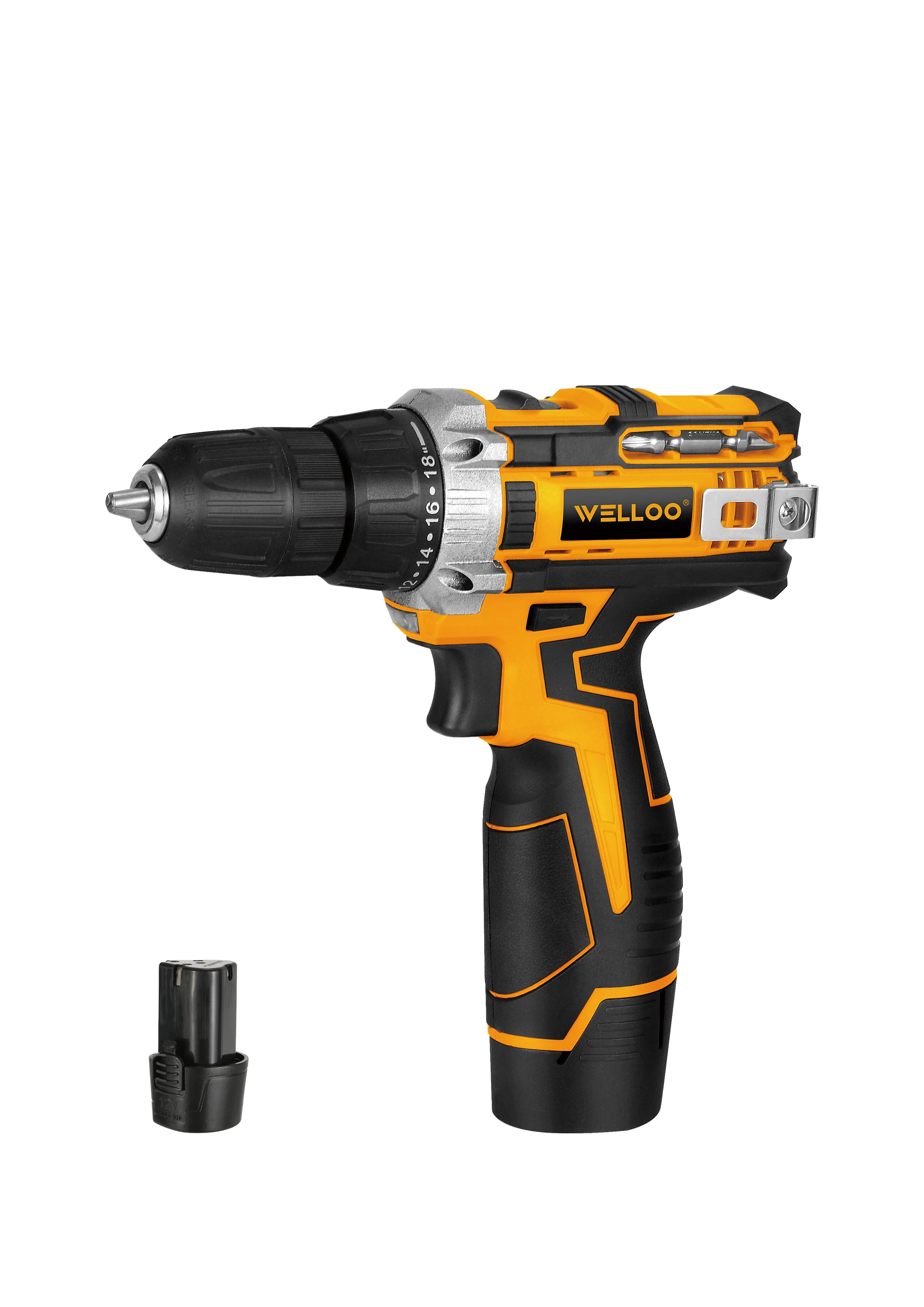WELLOO 12V Cordless Drill Machine Impact Power Tool Set Portable Cordless Lithium Drill with Lithium Battery for Woodworking Tools model CLD50212.1 CORDLESS TOOLS