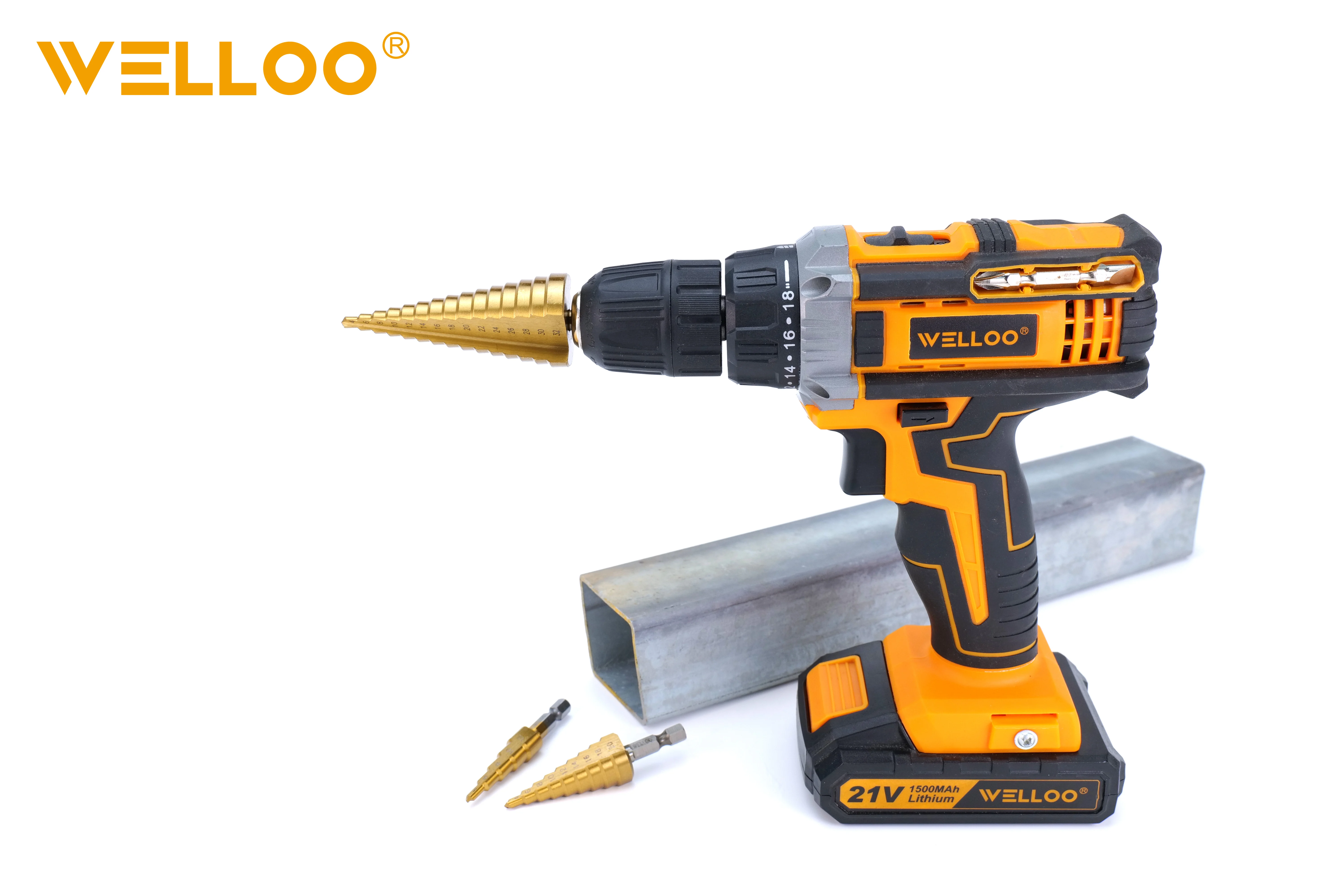 WELLOO Durable Manufacture Power Tool Titanium Coated Step Drill Accessories High-speed Steel 4-12mm Hardware Drill Bit Set model SDB42003 product thumbnail 3