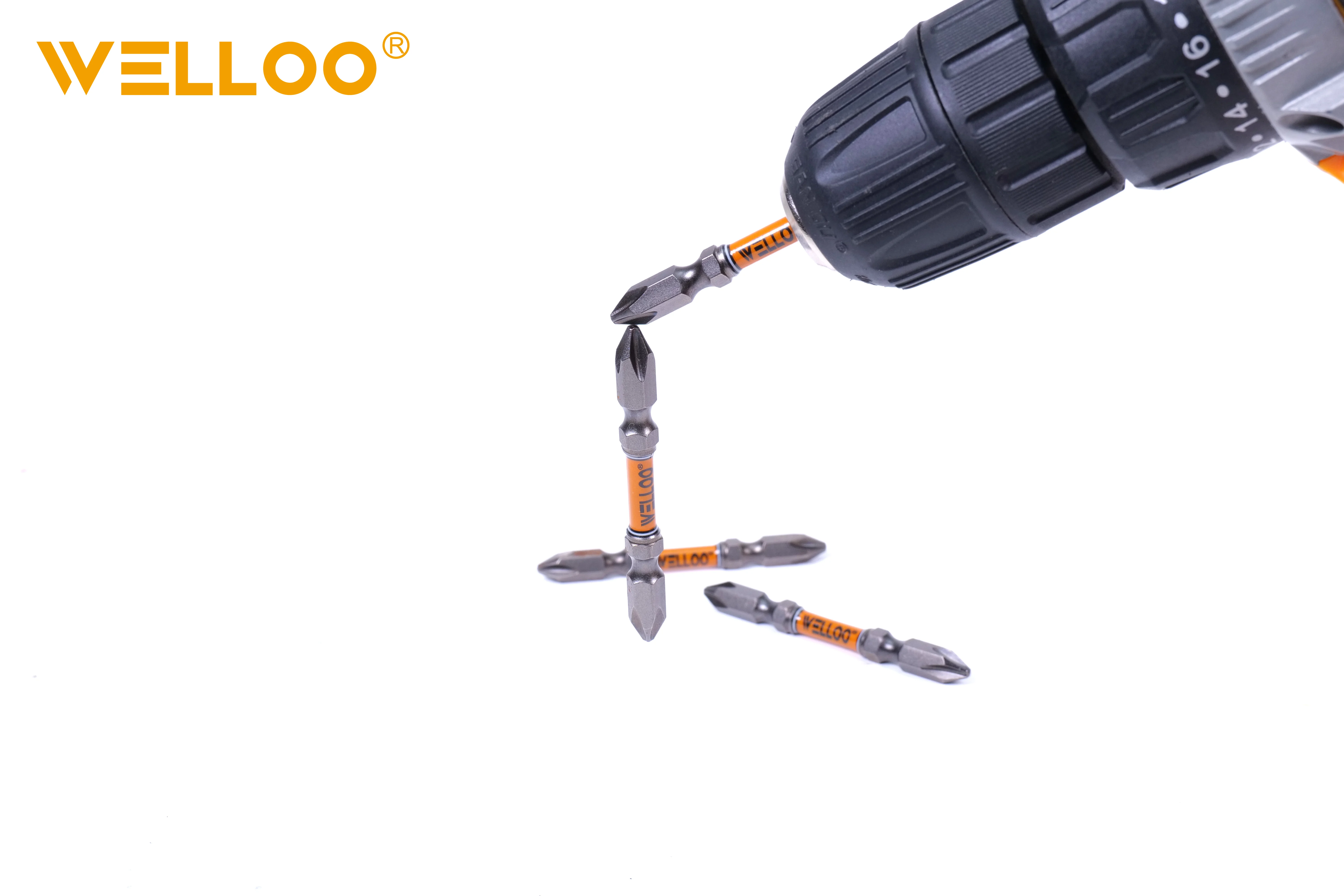 WELLOO Wholesale Durable 10pcs/package Drill Bit PH2 65mm Screwdriver Bits Set Double End Head Magnetic with Coils Screw Driver Bit model SDB86065 ACCESSORIES product