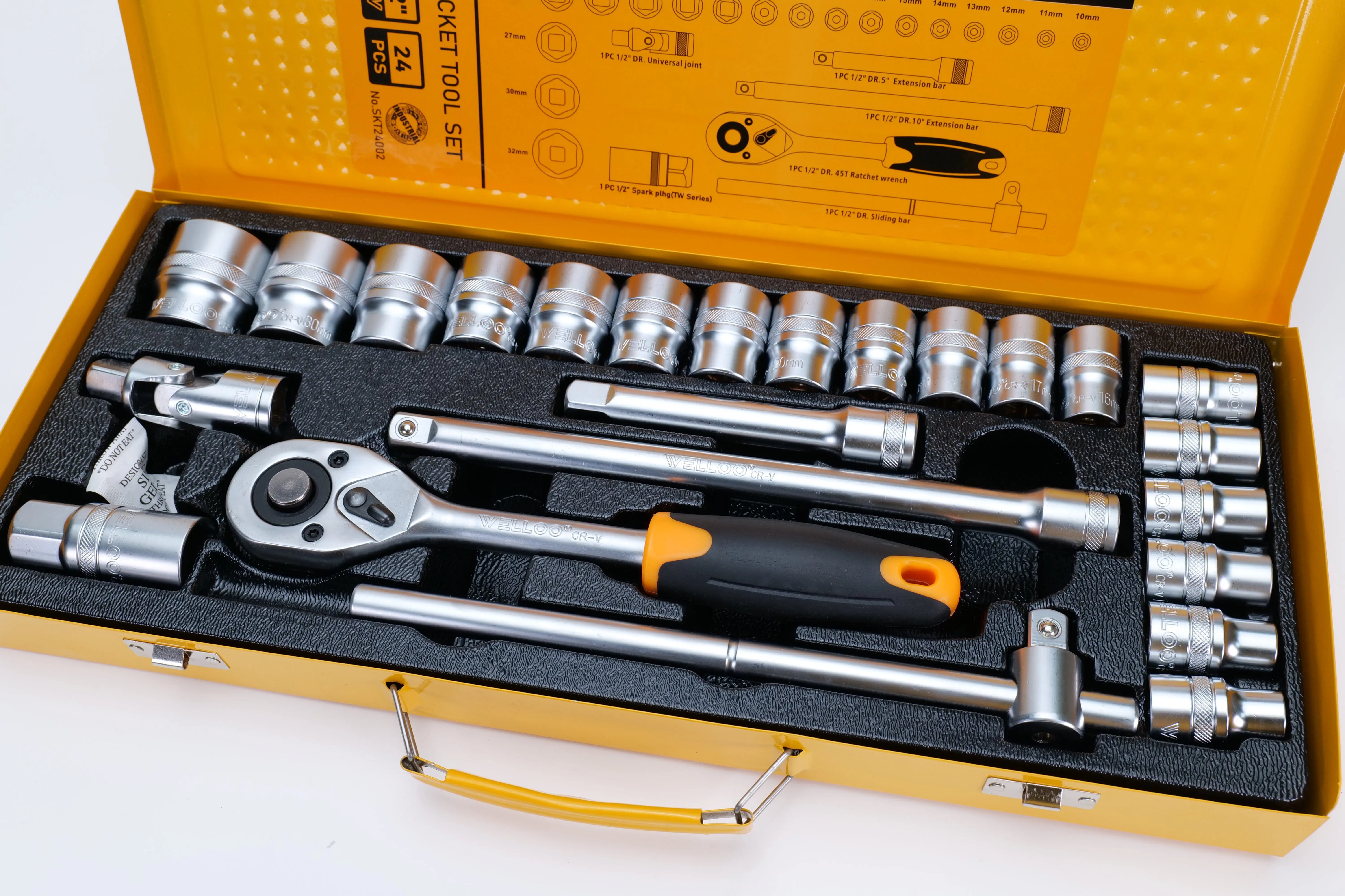 WELLOO Industrial Hand Socket Wrench Tool 24Pcs CR-V Impact Socket Set with Hard Case OEM Dr Hex/Torx Bits model SKT24002 HAND TOOLS product thumbnail 5