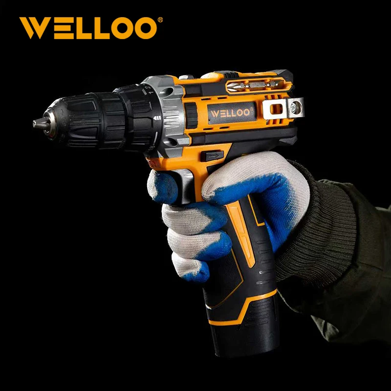 WELLOO 12V Cordless Drill Machine Impact Power Tool Set Portable Cordless Lithium Drill with Lithium Battery for Woodworking Tools model CLD50212.1 CORDLESS TOOLS