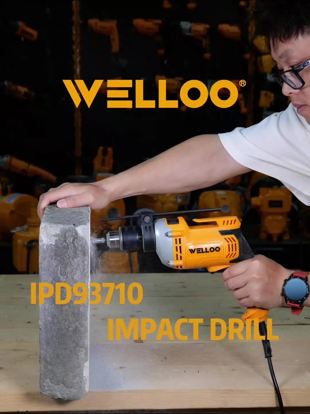 WELLOO Portable Electric 710W Impact Drill High Torque Industrial Electric Drill Rotary Drilling Machine model IPD93710 POWER TOOLS product detail photo 9