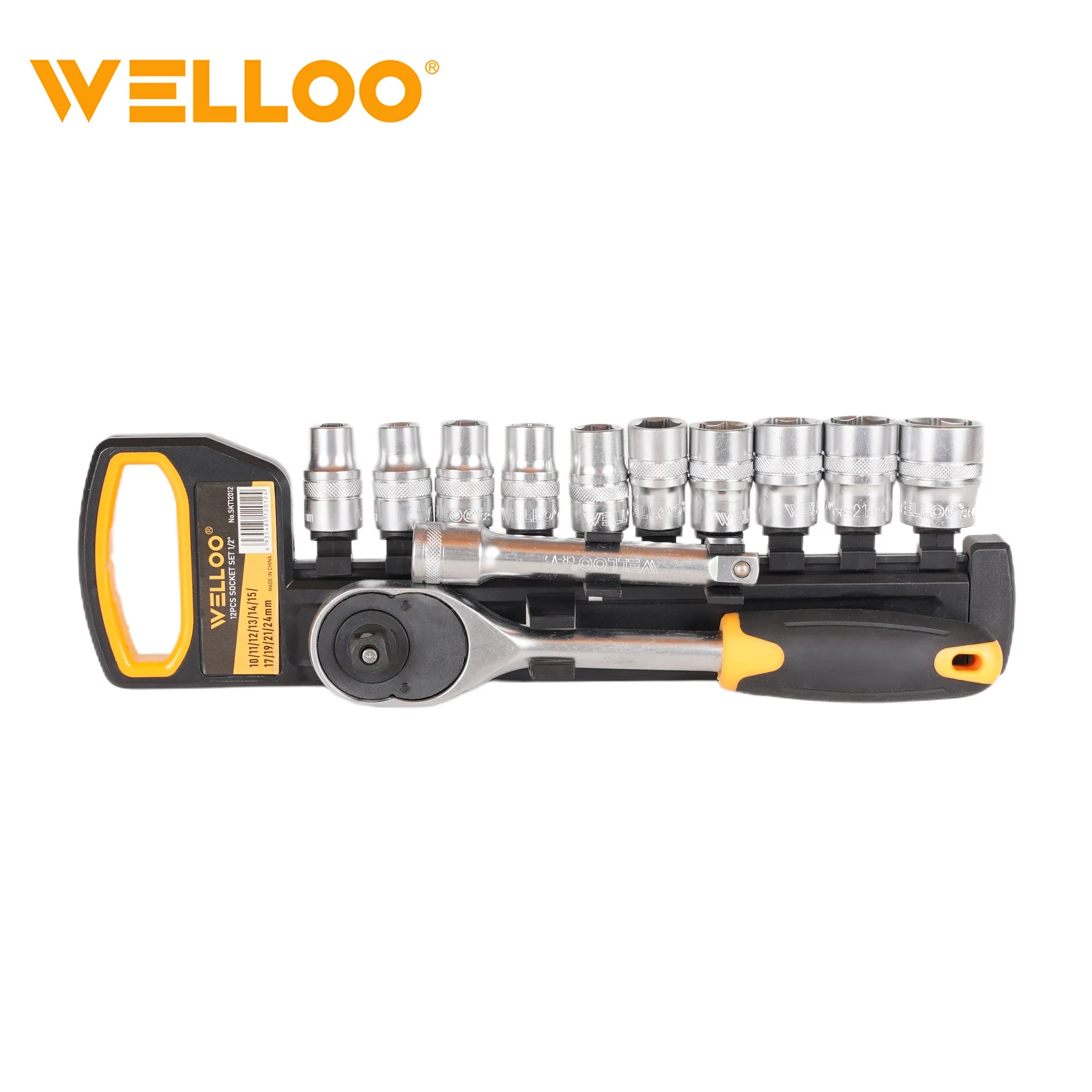 WELLOO 12pcs Carbon Steel Industrial Grade Hexagon Socket Ratchet Wrench Set 1/2 model SKT12012 HAND TOOLS product photo 1