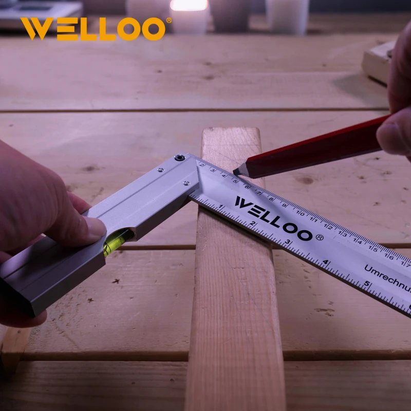 WELLOO Professional Lightweight Industrial Measure Tool Level Ruler Mechanism Compact 1.5m Aluminium Level Ruler model SRP17015 HAND TOOLS product detail photo 6