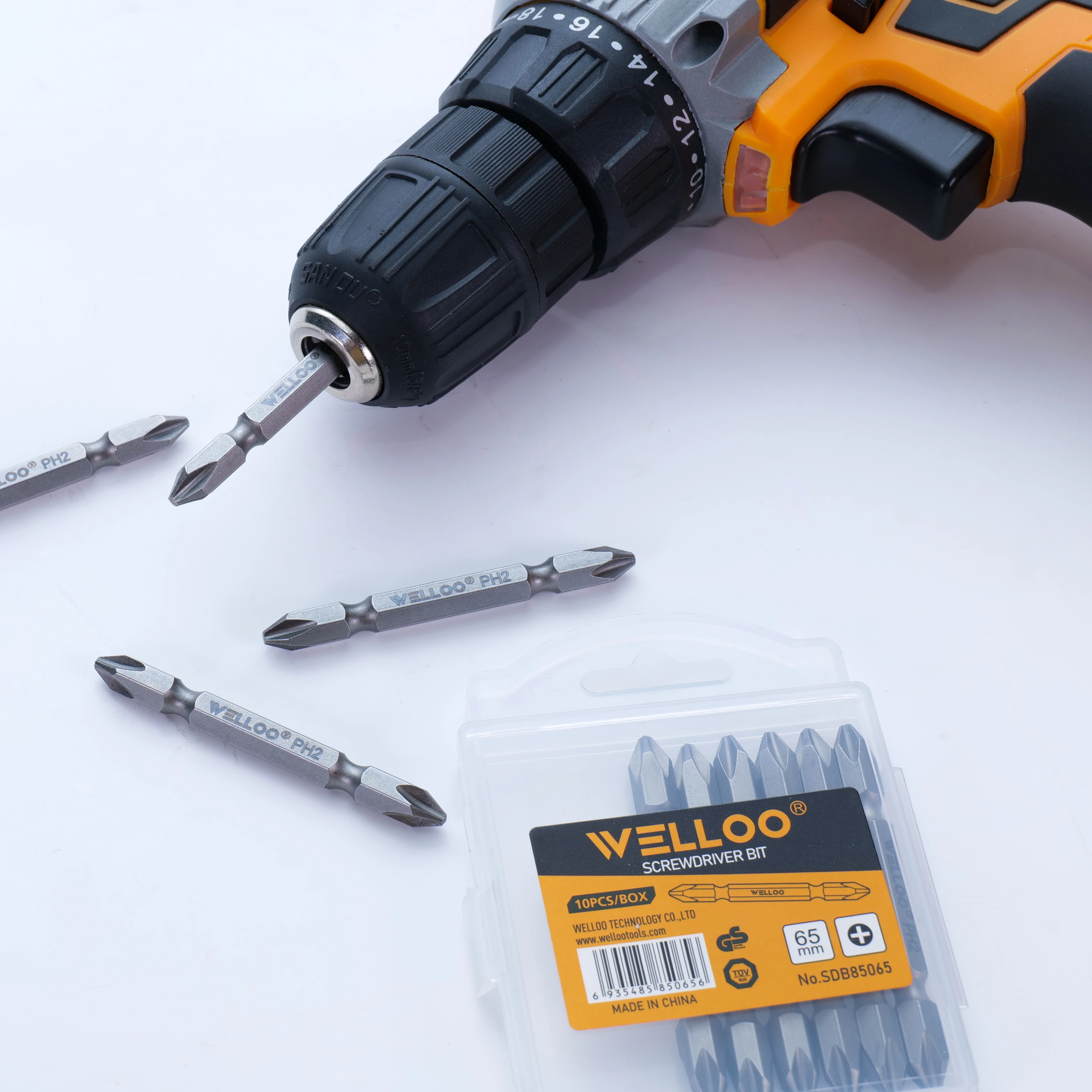 WELLOO Wholesale 5pcs Power Tools Impact Driver PH2 65mm Screwdriver Bits Set model SDB85065 ACCESSORIES catalog product image
