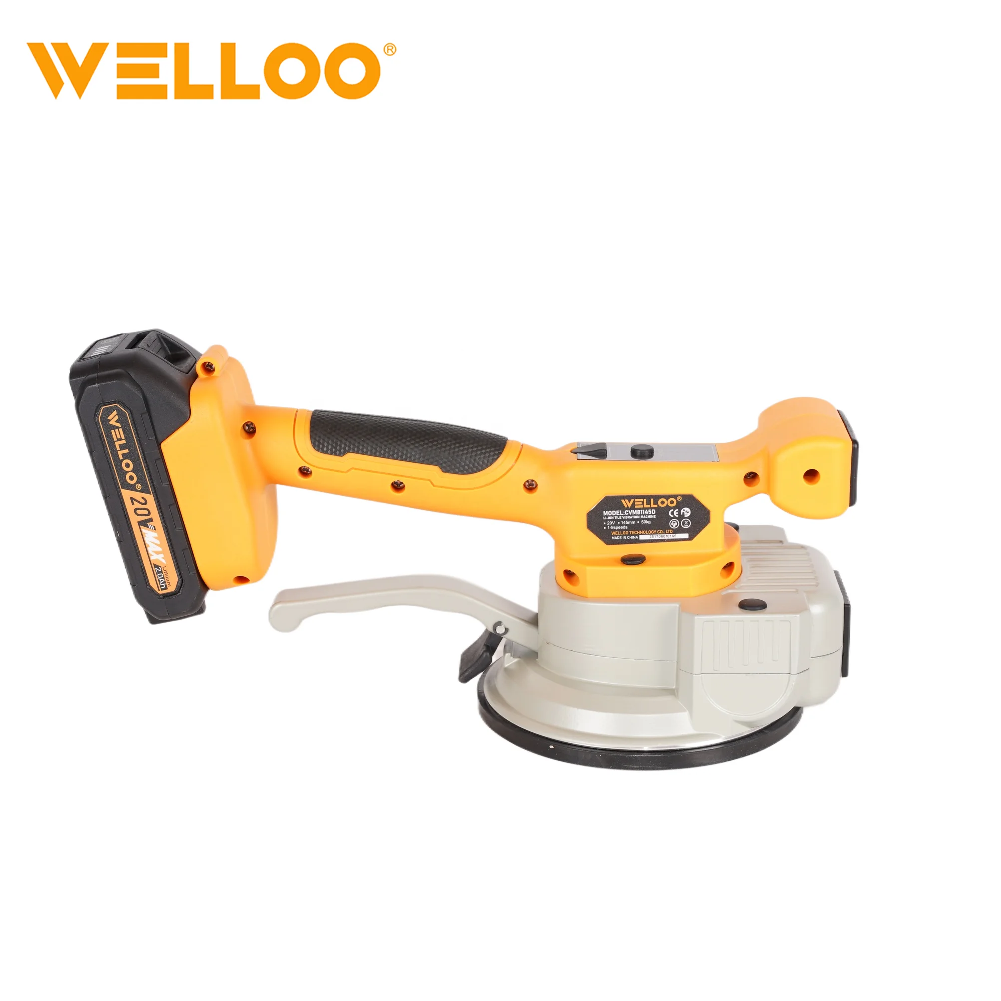 WELLOO Source Factory 20V Cordless Tile Vibrator Adjustable Speeds Dual Battery and 145mm Sucker for Heavy Tiles model CVM81145D CORDLESS TOOLS related product photo
