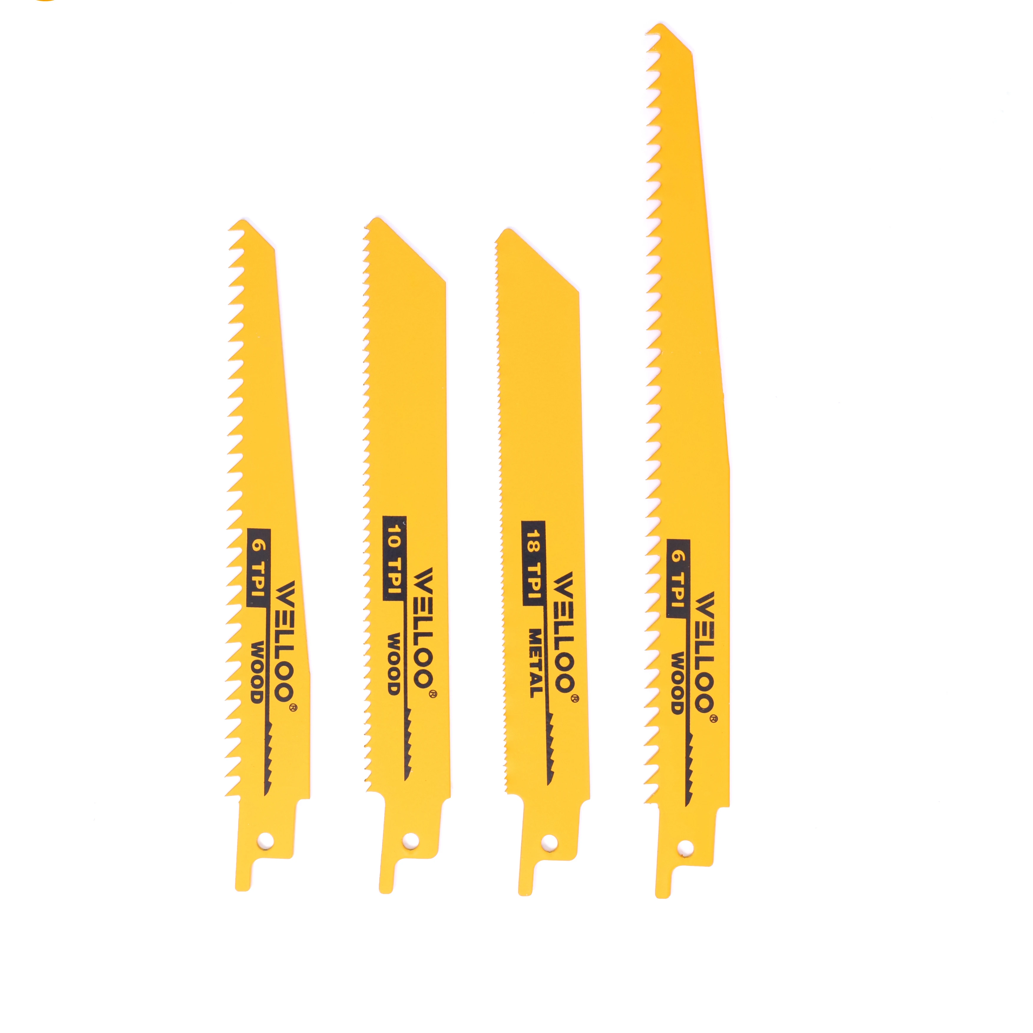 WELLOO Heavy Duty 10Pcs Reciprocating Saw Blade Set Fast Cutting for Wood, Plastic, and Metal Applications model RSB54010 ACCESSORIES catalog product image
