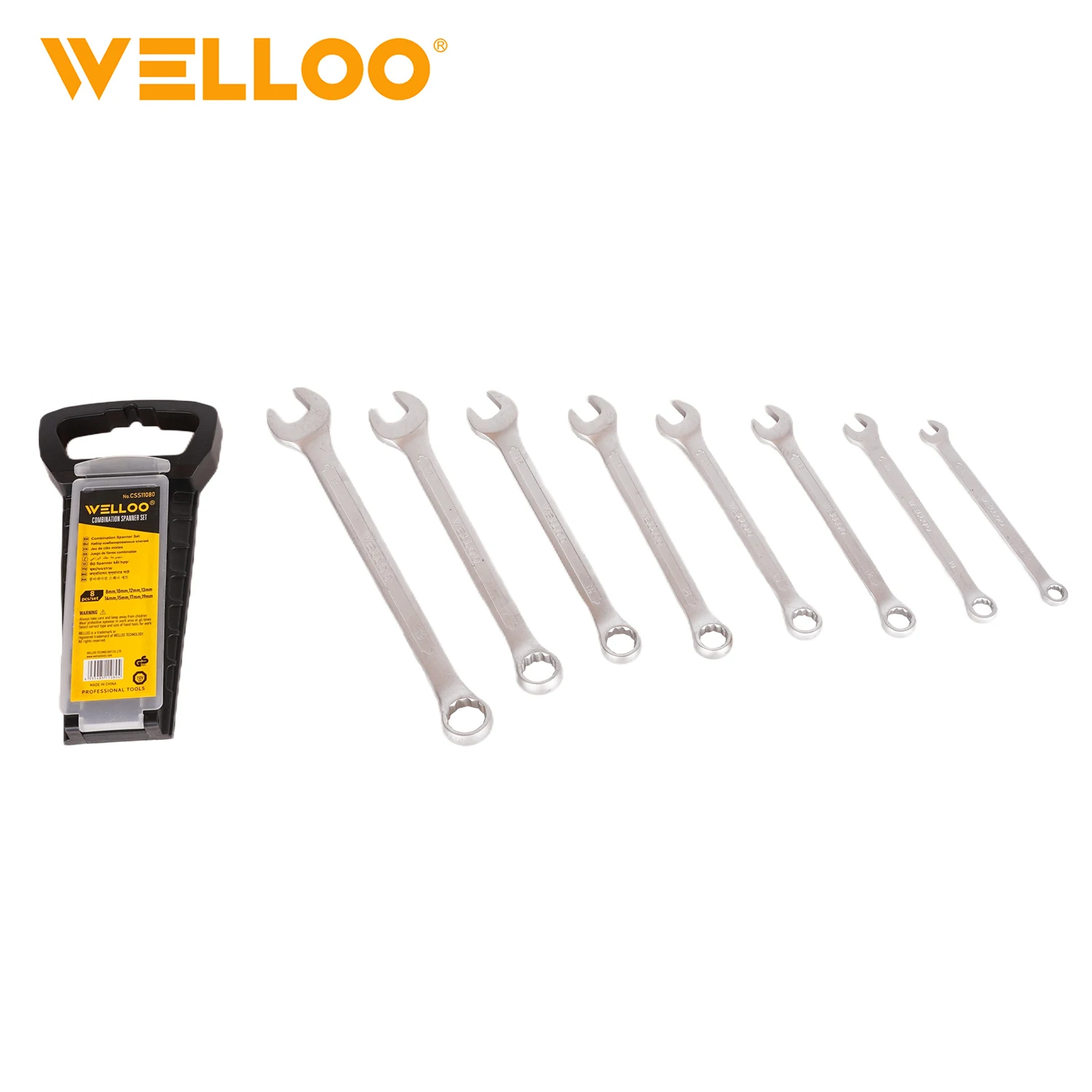 WELLOO Quality Assurance Manual Tool Combination Wrench Set Portable 8PCS Combination Spanner Set model CSS21080 HAND TOOLS product detail photo 6