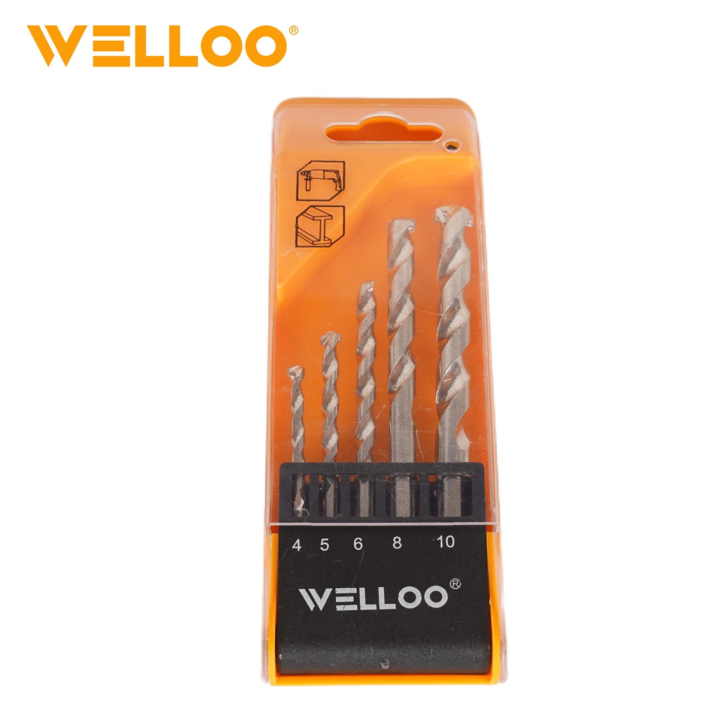 WELLOO Trade Assurance 5pcs Multi-functional 4/5/6/8/10mm Carbon Steel Twist Drill Bits for Wood Metal Drilling model WDB04505 ACCESSORIES catalog product image