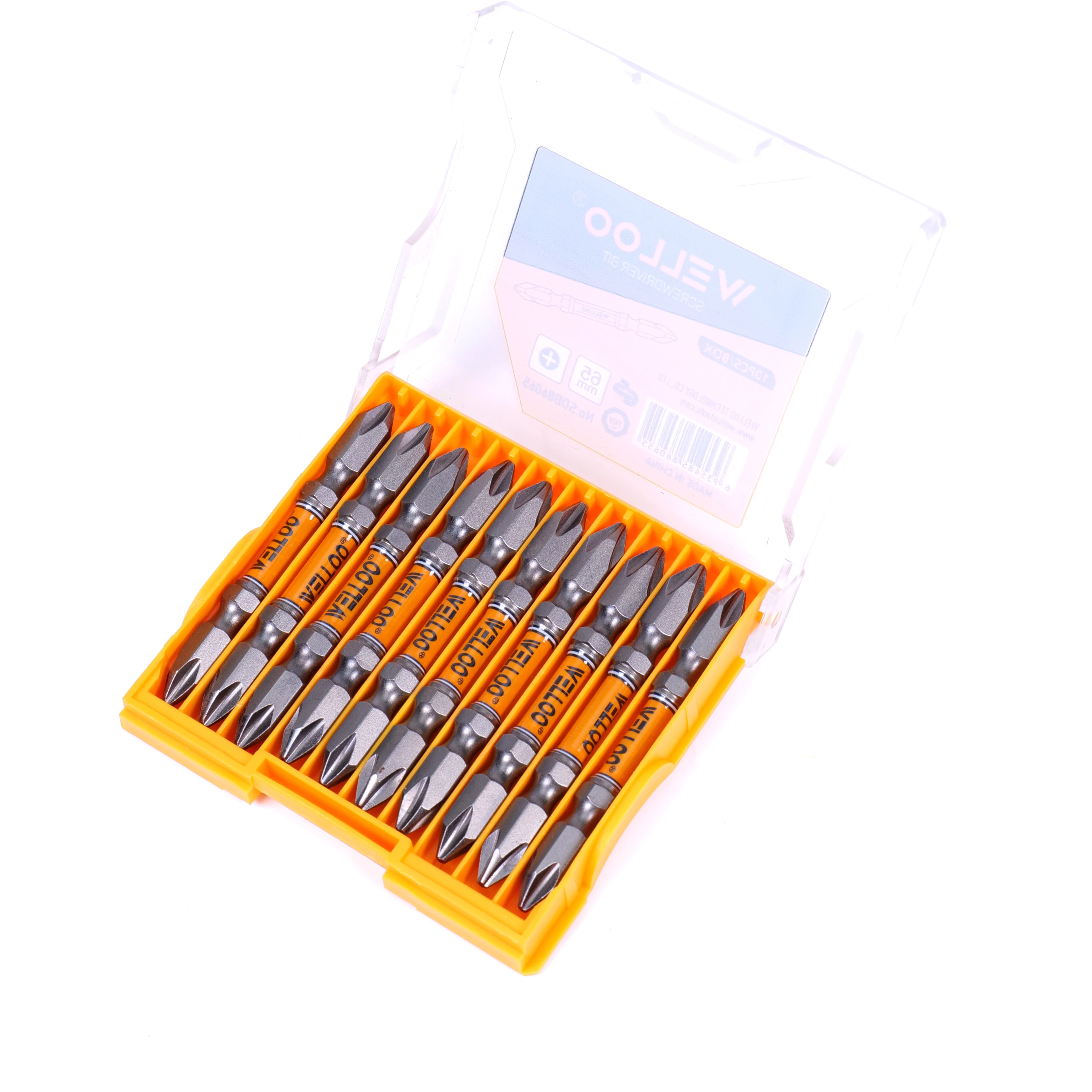 WELLOO Wholesale Durable 10pcs/package Drill Bit PH2 65mm Screwdriver Bits Set Double End Head Magnetic with Coils Screw Driver Bit model SDB86065 ACCESSORIES catalog