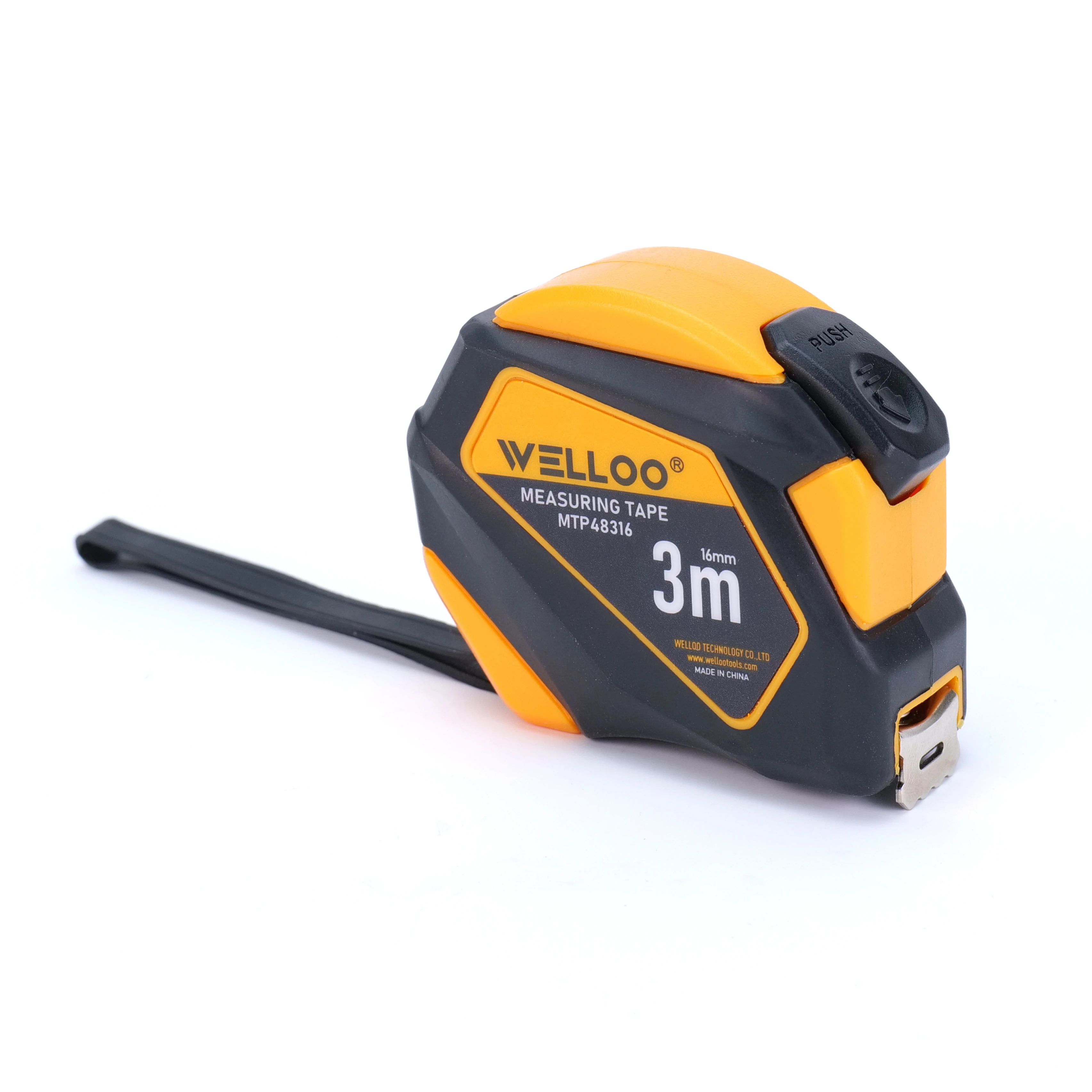 WELLOO 3M*16mm Retractable Tape Measure Heavy Duty Tape Measuring Tools Steel Tape Measure With Metric and Inch Blade model MTP48316 HAND TOOLS catalog product image